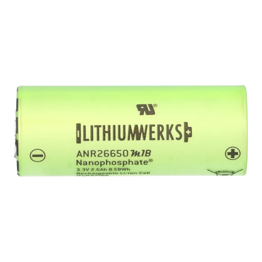 A123 ANR26650M1B LiFePO4 Akku 3,3V 2500mAh – 26650 Zelle mit U-Lötfahne