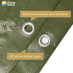 Abdeckplane GUARD SHIELD Wasserdicht 3m x 5m Grün Multifunktionsplane