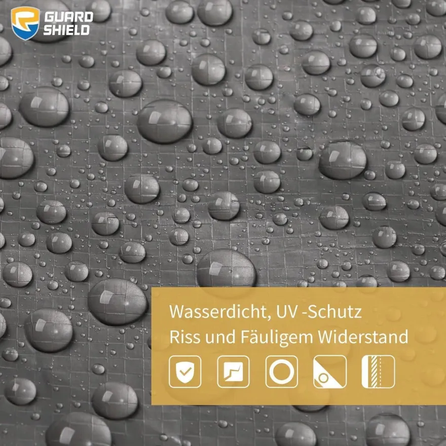 Abdeckplane 2x2m Wasserdicht Grau Schwarz Polyester 120g/m² UV-stabilisiert
