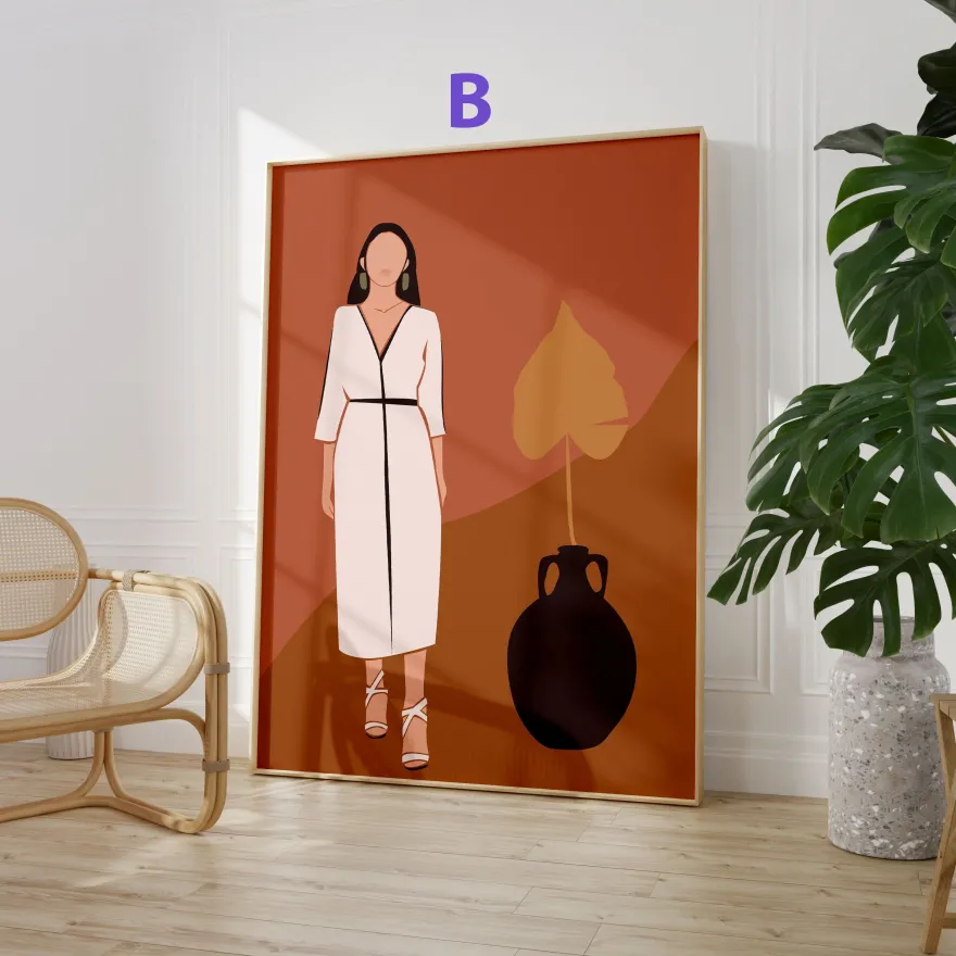 Abstrakte Frauen Poster · Geschenkidee · Boho Frauen Terrakotta Wüstenmotive