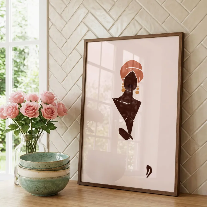 Abstrakte Frauen Poster · Geschenkidee · Boho Frauen Terrakotta Wüstenmotive