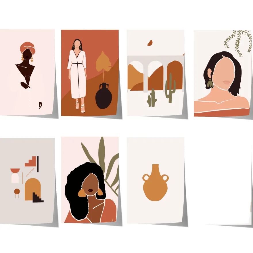 Abstrakte Frauen Poster · Geschenkidee · Boho Frauen Terrakotta Wüstenmotive