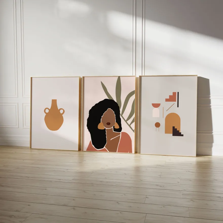 Abstrakte Frauen Poster · Geschenkidee · Boho Frauen Terrakotta Wüstenmotive