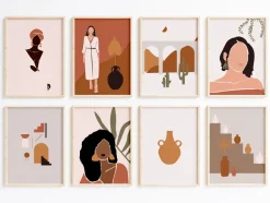 Abstrakte Frauen Poster · Geschenkidee · Boho Frauen Terrakotta Wüstenmotive