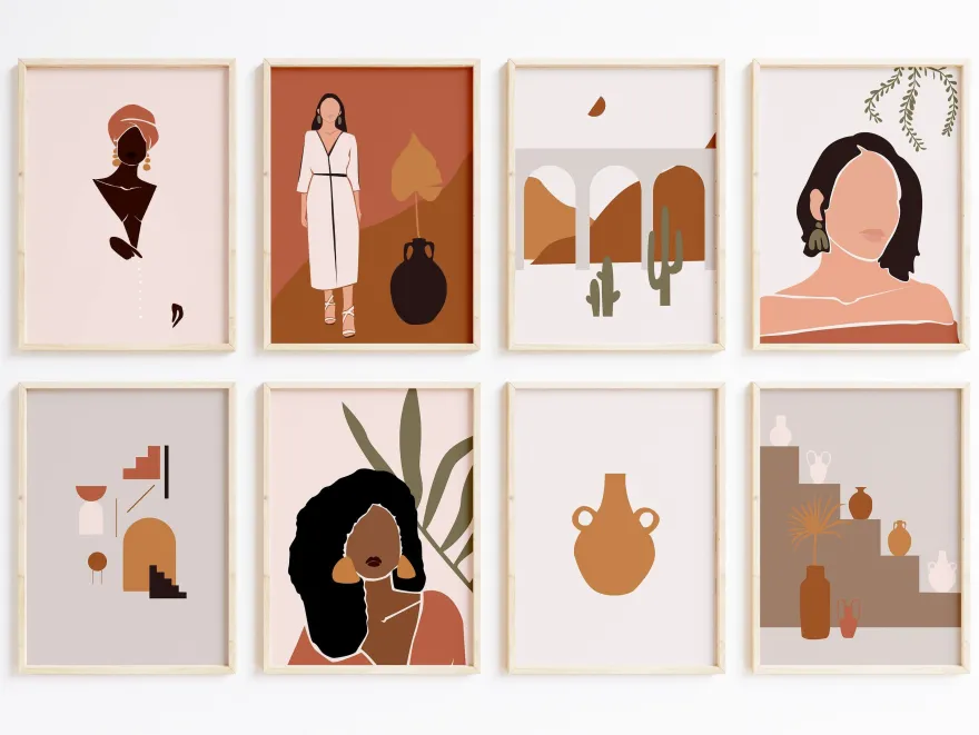Abstrakte Frauen Poster · Geschenkidee · Boho Frauen Terrakotta Wüstenmotive
