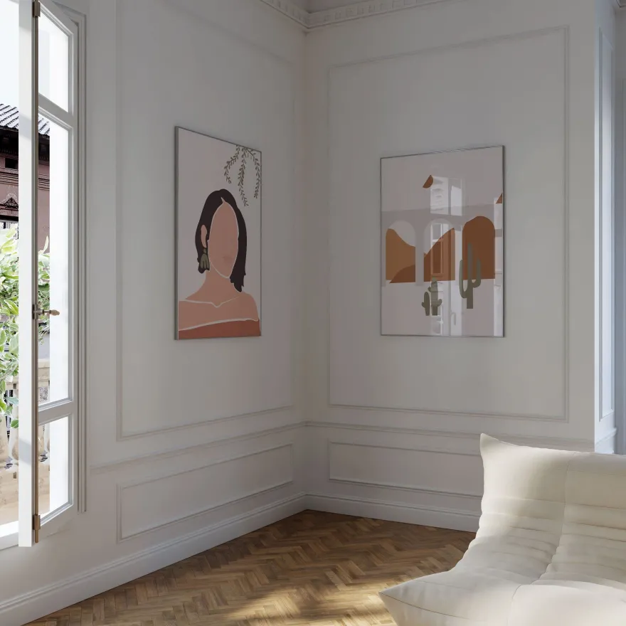 Abstrakte Frauen Poster · Geschenkidee · Boho Frauen Terrakotta Wüstenmotive