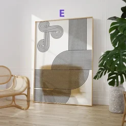 Abstrakte Linien Poster · Geschenkidee · Minimalistische Line Art in Beige un