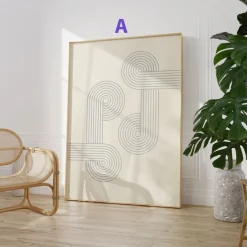 Abstrakte Linien Poster · Geschenkidee · Minimalistische Line Art in Beige un