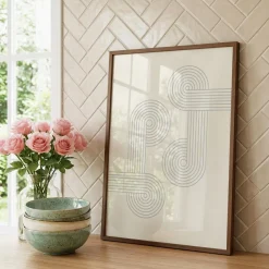 Abstrakte Linien Poster · Geschenkidee · Minimalistische Line Art in Beige un
