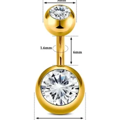 AceFun Bauchnabelpiercing Silber Titan 6mm 8mm 10mm 12mm 14mm 14G