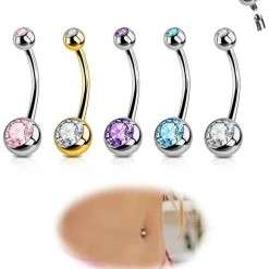 AceFun Bauchnabelpiercing Silber Titan 6mm 8mm 10mm 12mm 14mm 14G