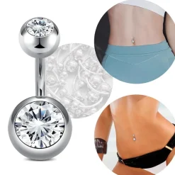 AceFun Bauchnabelpiercing Silber Titan Chirurgenstahl für Frauen 14G, 6-16mm
