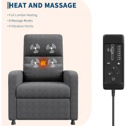 Acekool Elektrischer Relaxsessel mit Massage- und Wärmefunktion, Liegefunktion
