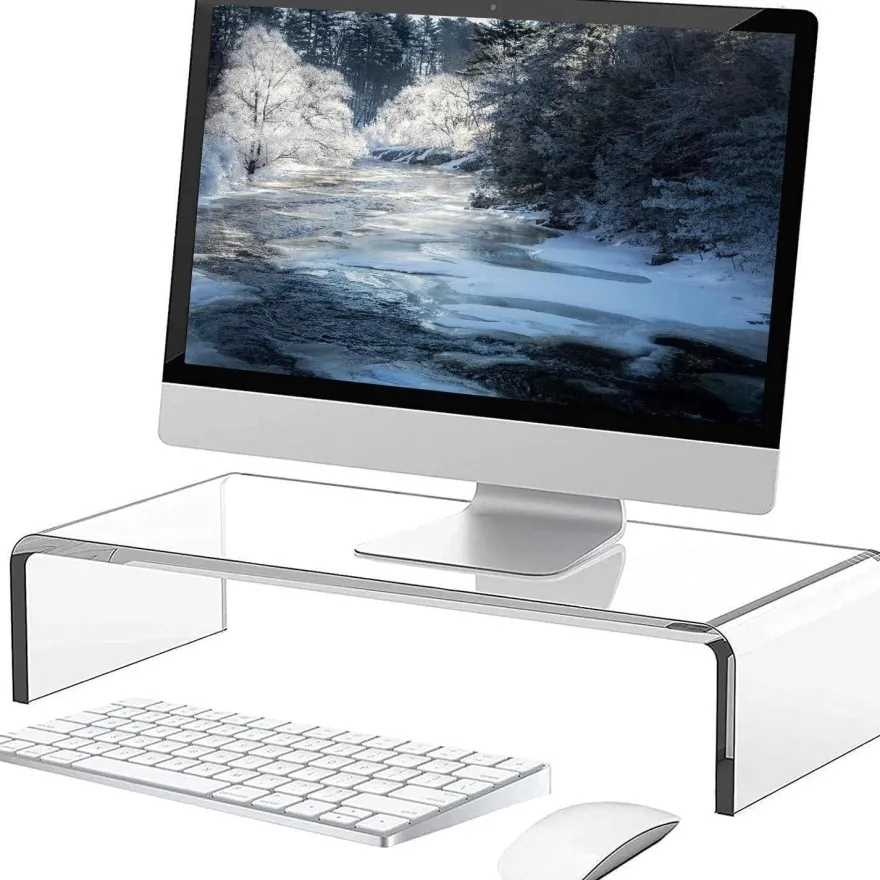 Acryl Monitorständer Bildschirmerhöhung für Laptop PC 34x19x10cm