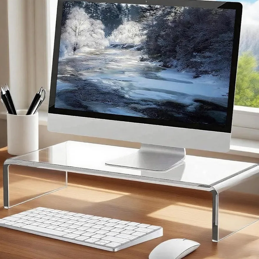 Acryl Monitorständer Bildschirmerhöhung für Laptop PC 34x19x10cm