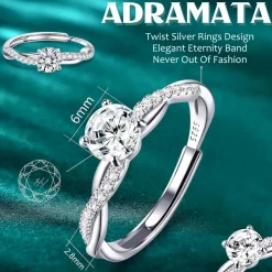 Adramata 925 Sterling Silber Ring Damen Verstellbar Daumenring Verlobungsring