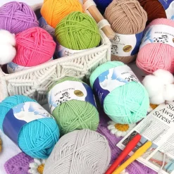 Aeelike Acrylgarn Wolle zum Stricken und Häkeln, 200g (4x50g) Set, 5-Ply