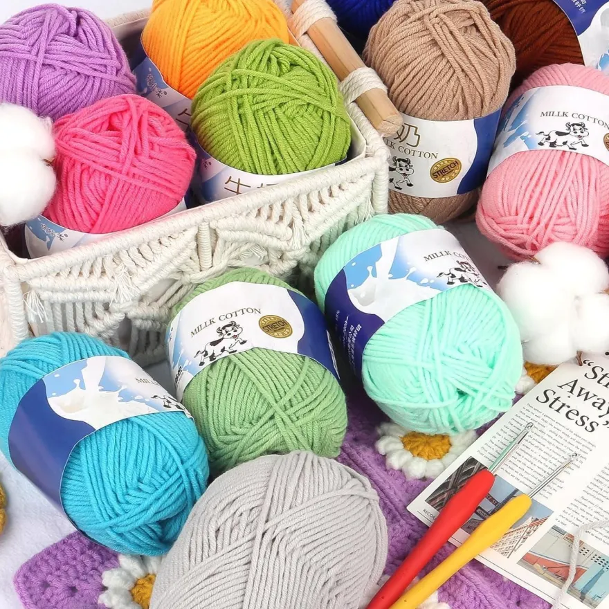 Aeelike Acrylgarn Wolle zum Stricken und Häkeln, 200g (4x50g) Set, 5-Ply