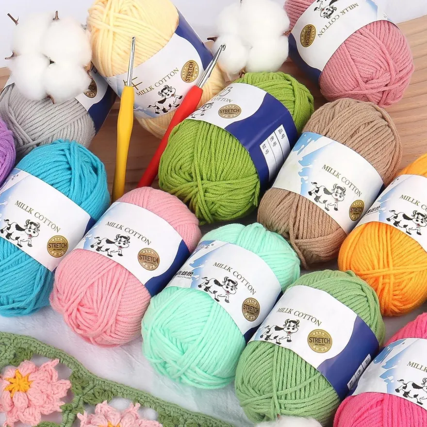 Aeelike Acrylgarn Wolle zum Stricken und Häkeln, 200g (4x50g) Set, 5-Ply