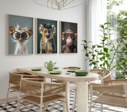 Affen Poster · Geschenkidee · Schimpanse und Affe mit Brille · Dekoprint ohne