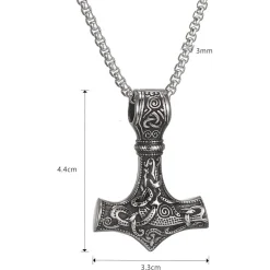Afstalr Wikinger Thors Hammer Halskette Mjolnir aus Edelstahl - Nordische