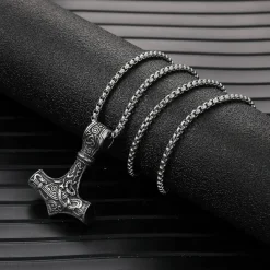 Afstalr Wikinger Thors Hammer Halskette Mjolnir aus Edelstahl - Nordische