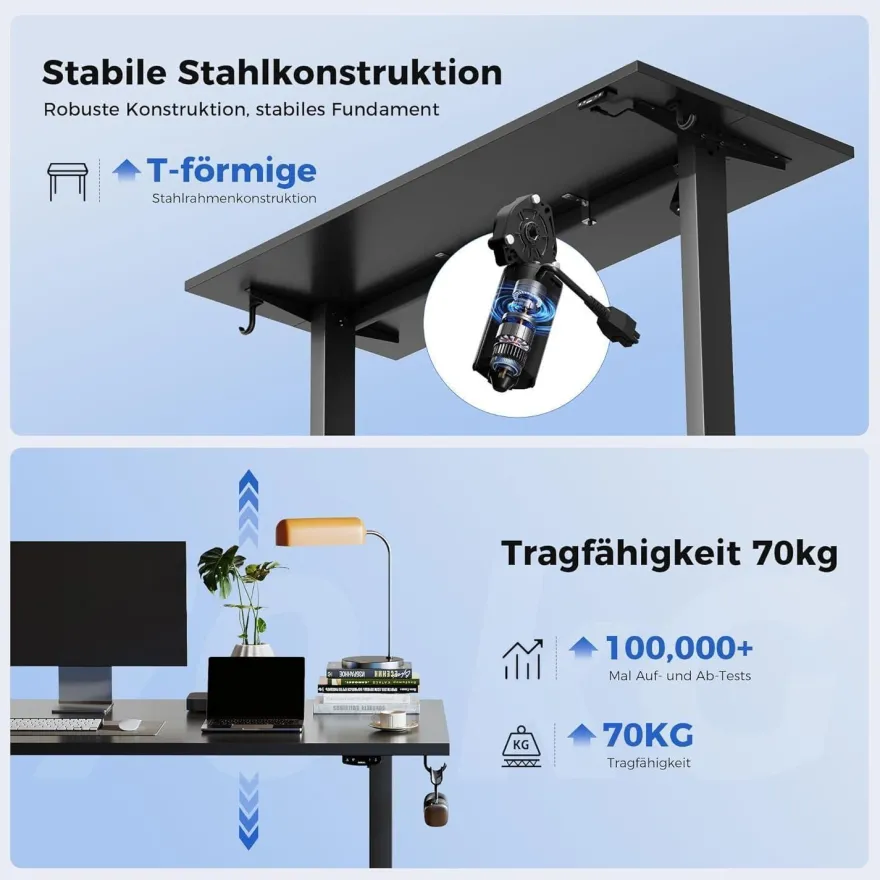 Agilestic Höhenverstellbarer Schreibtisch 110 x 60 cm, Elektrisch mit