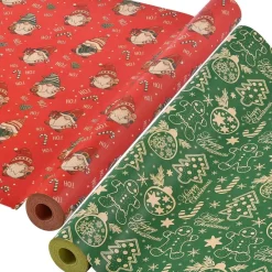 AhfuLife 2 Rollen Weihnachtsgeschenkpapier Set, 43cm x 15m Nature Kraftpapier