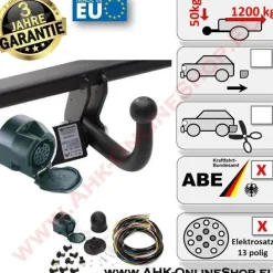 AHK + E-Satz 13 polig Hyundai i20 (PB) Bj. 2008-2014 Schrägheck Anhängerkupplung