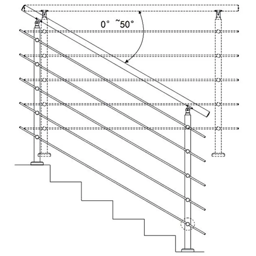 AICA Handlauf 180cm Geländer 5 Querstäbe Treppengeländer Balkongeländer Edelstahl