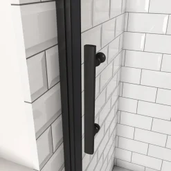 AICA 120 x 195cm Schwarz Drehfalttür Nischentür 6mm NANO GLAS