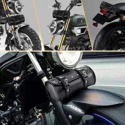 Aieraczy Universelle Motorrad Satteltasche in Lederoptik, Wasserdicht, Schwarz