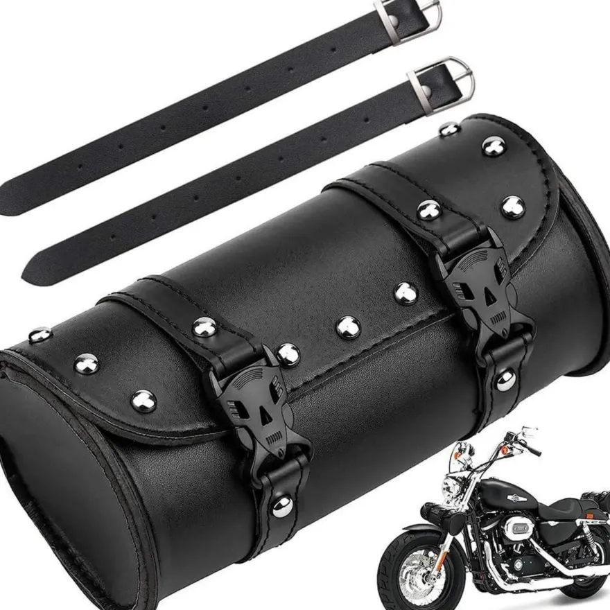 Aieraczy Universelle Motorrad Satteltasche in Lederoptik, Wasserdicht, Schwarz