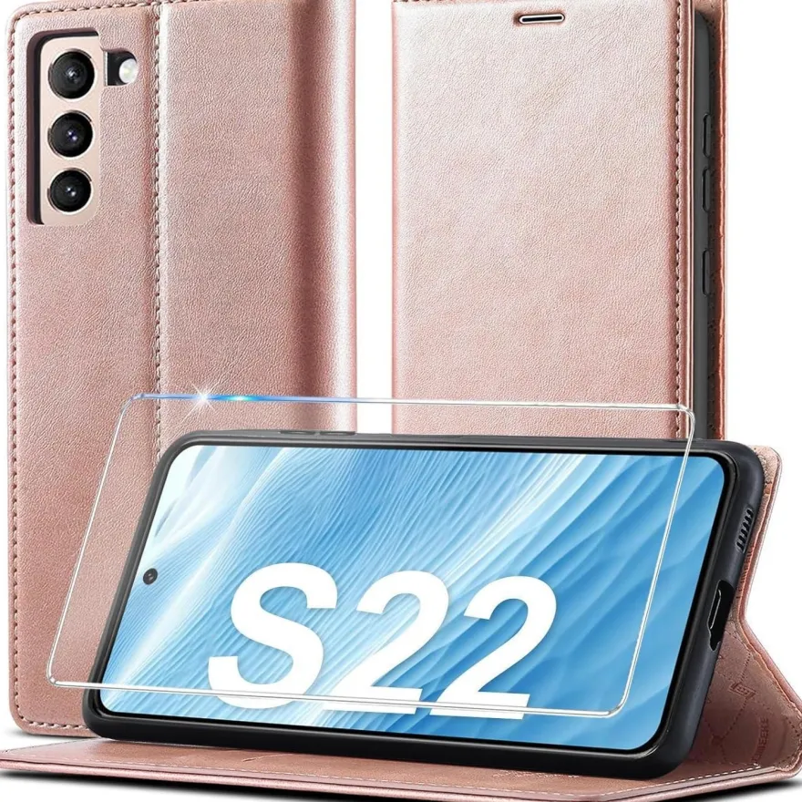 Ailicici Handyhülle für Samsung Galaxy S22 5G, Klappbar in Lederoptik