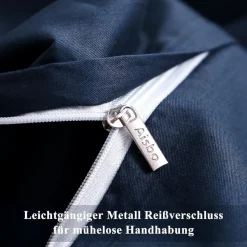 Aisbo Bettwäsche 200x220 cm Baumwolle Blau, 3-teiliges Set mit 2 Kissenbezügen
