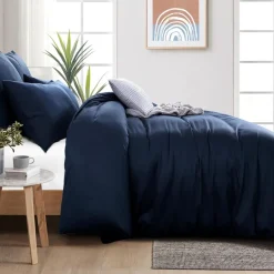 Aisbo Bettwäsche 200x220 cm Baumwolle Blau, 3-teiliges Set mit 2 Kissenbezügen