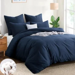 Aisbo Bettwäsche 200x220 cm Baumwolle Blau, 3-teiliges Set mit 2 Kissenbezügen