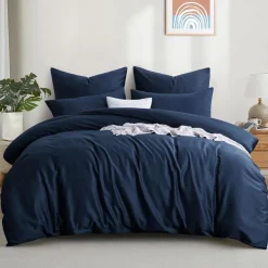 Aisbo Bettwäsche 200x200 cm Baumwolle Blau, 3-teiliges Set mit 2 Kissenbezügen