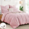Aisbo Bettwäsche 200x220 cm Baumwolle Rosa 3-teiliges Set mit 2 Kissenbezügen