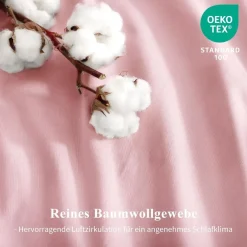 Aisbo Bettwäsche 200x220 cm Baumwolle Rosa 3-teiliges Set mit 2 Kissenbezügen