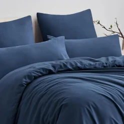 Aisbo Bettwäsche 200x220 cm 3-teilig, marineblau Mikrofaser, mit