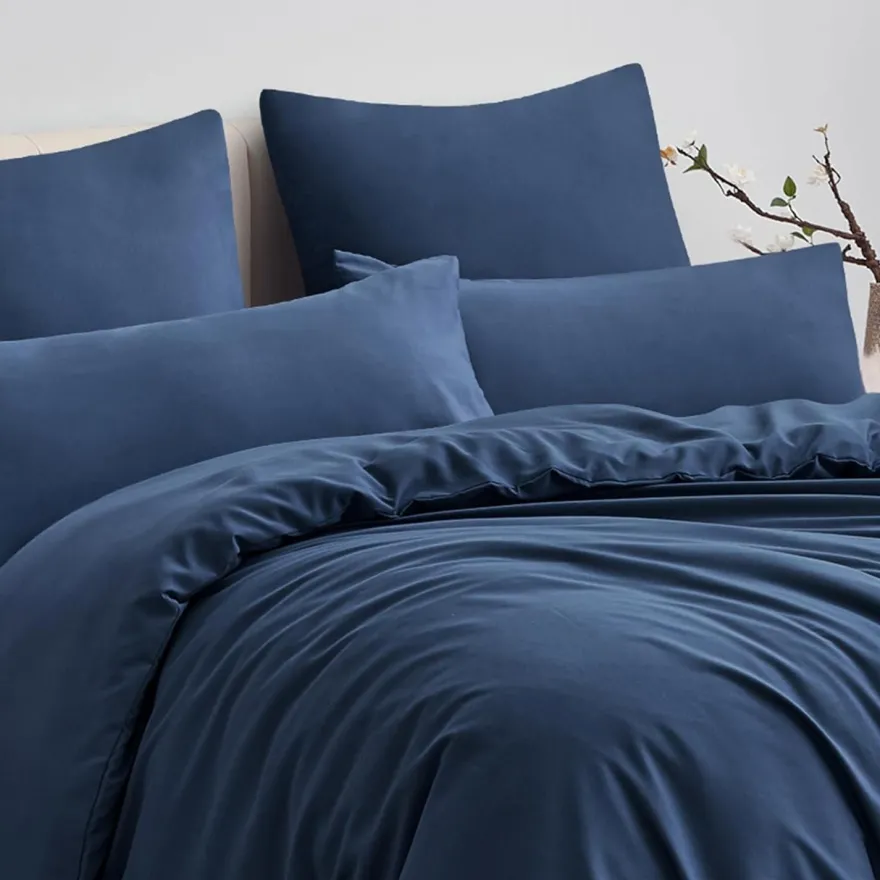 Aisbo Bettwäsche 200x220 cm 3-teilig, marineblau Mikrofaser, mit