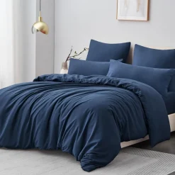 Aisbo Bettwäsche 200x220 cm 3-teilig, marineblau Mikrofaser, mit