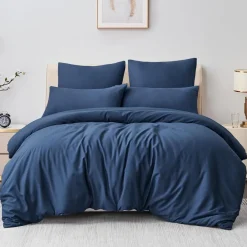 Aisbo Bettwäsche 200x220 cm 3-teilig, marineblau Mikrofaser, mit