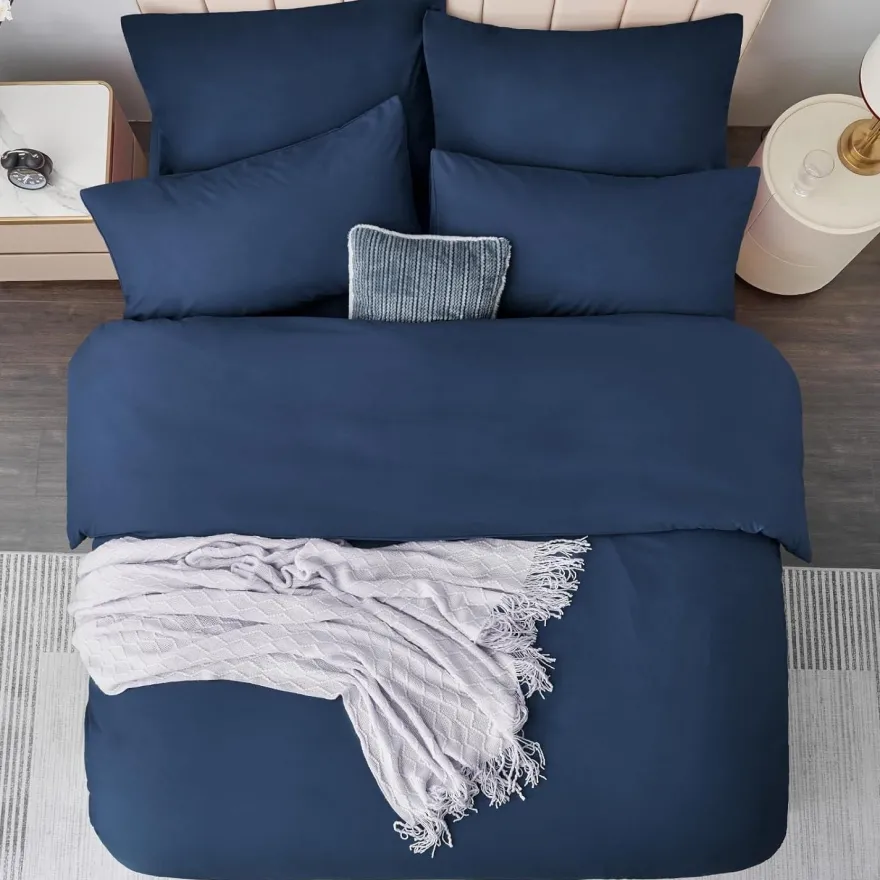 Aisbo Bettwäsche 200x220 cm 3-teilig, marineblau Mikrofaser, mit