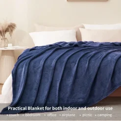 Aisbo Kuscheldecke Blau 220x240 cm XXL - Flauschige, warme Fleecedecke für Sofa
