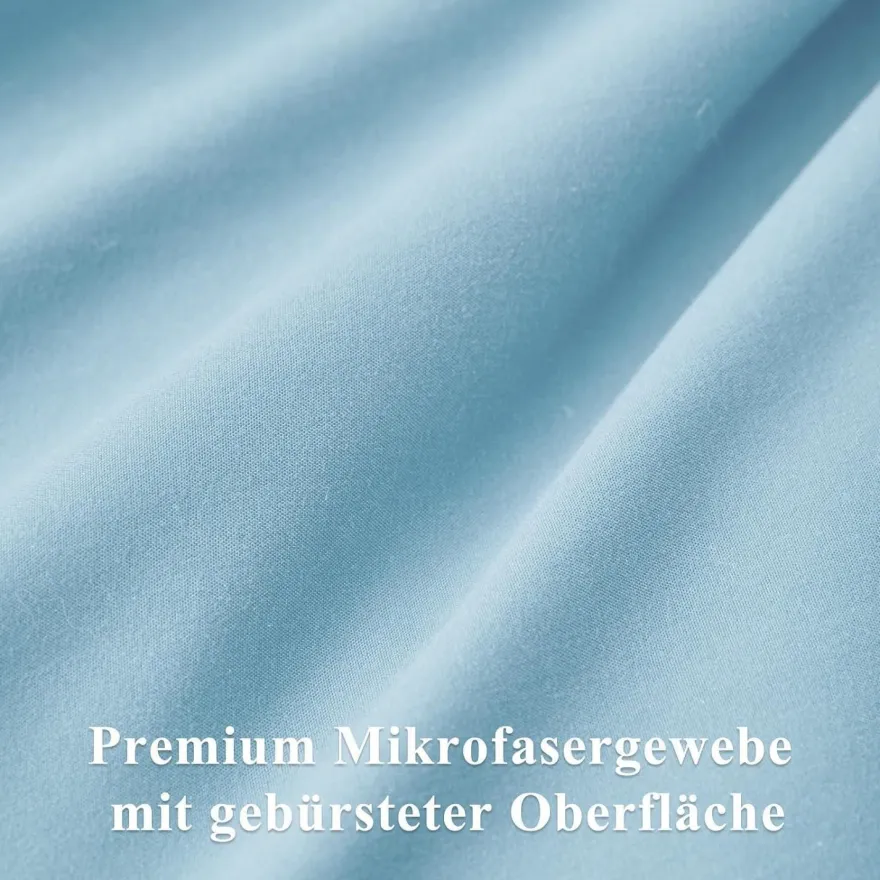 Aisbo Mikrofaser Bettwäsche 220x240 cm 3-teilig Hellblau mit Reißverschluss