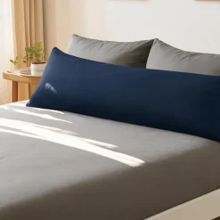 Aisbo Seitenschläferkissen Bezug 40 x 145 cm, 2er Set Blau, weiche Baumwolle