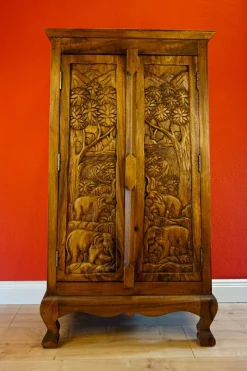 Akazie Massivholz Kommode CHANG I - Thailand Schnitzerei Schrank Holzschrank Thai