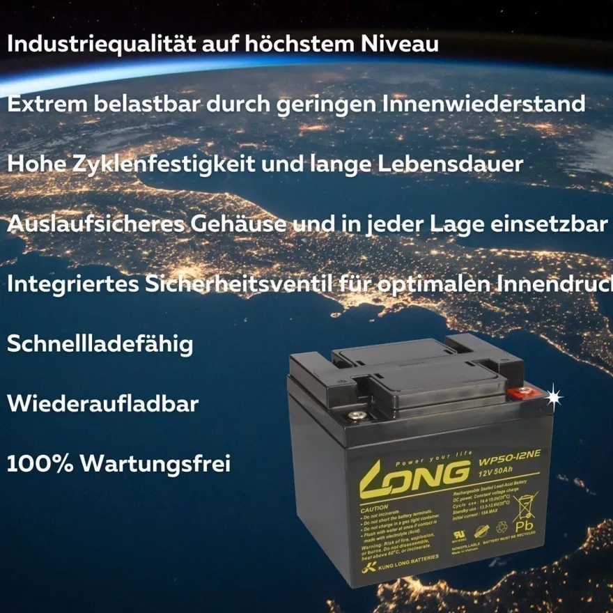 Akku-Satz 24V 50Ah mit 2x Kung Long WP50-12NE für Strider CM 4-4S, Midi 4 Plus